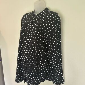 Chico’s black white polka dot button front blouse XL (Chico’s 3)